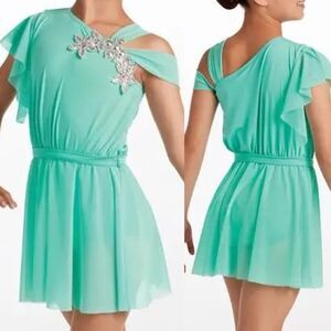 WEISSMAN Dance Costume dress aqua blue Fathers Daughters 15275 MC child